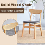 Lot de 2 chaises de salle à manger en bois avec petit dossier courbé et coussin en PU