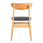 Lot de 2 chaises de salle à manger en bois avec petit dossier courbé et coussin en PU