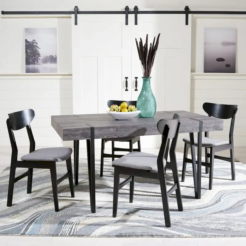 Table à manger industrielle rustique Mid-Century avec pieds en épingle – 150 cm de large, finition gris canyon