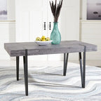 Table à manger industrielle rustique Mid-Century avec pieds en épingle – 150 cm de large, finition gris canyon