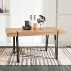 Table à manger industrielle rustique Mid-Century avec pieds en épingle – 150 cm de large, finition gris canyon