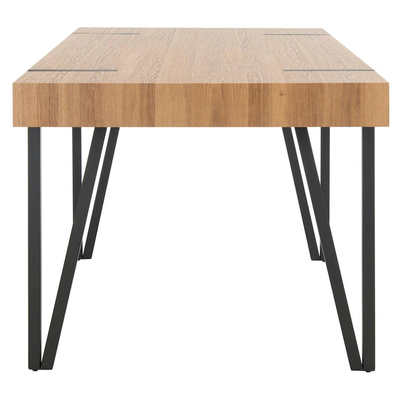 Table à manger industrielle rustique Mid-Century avec pieds en épingle – 150 cm de large, finition gris canyon