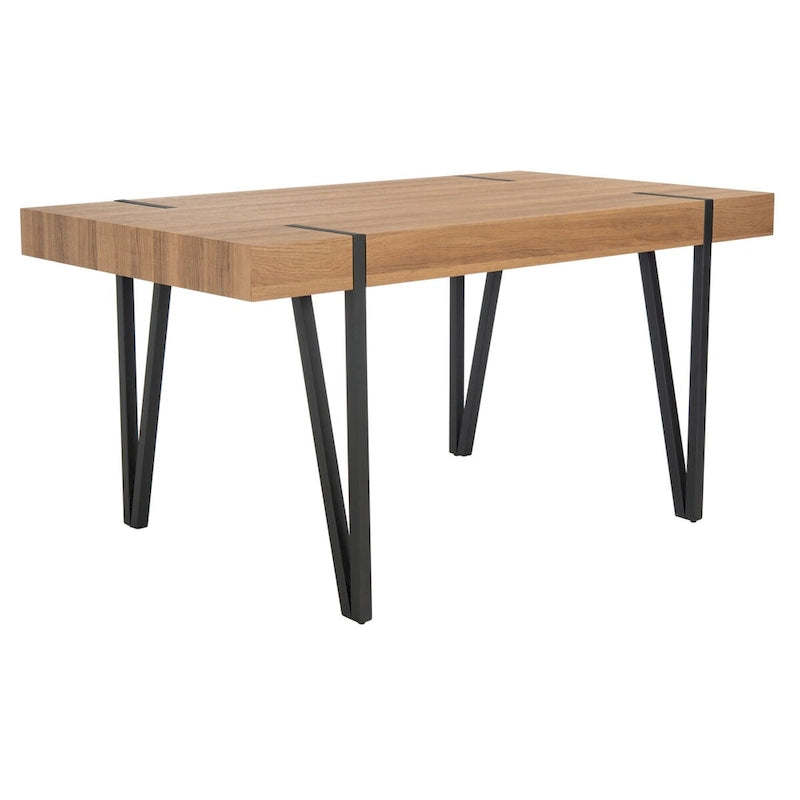 Table à manger industrielle rustique Mid-Century avec pieds en épingle – 150 cm de large, finition gris canyon