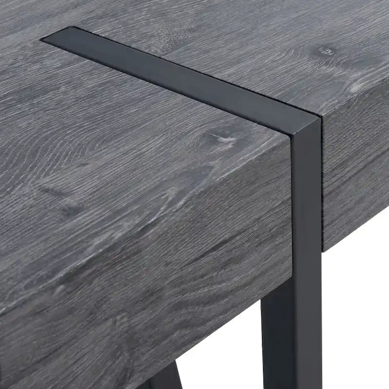 Table à manger industrielle rustique Mid-Century avec pieds en épingle – 150 cm de large, finition gris canyon