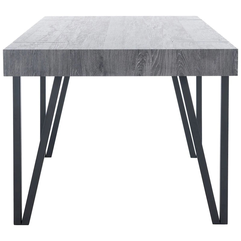 Table à manger industrielle rustique Mid-Century avec pieds en épingle – 150 cm de large, finition gris canyon