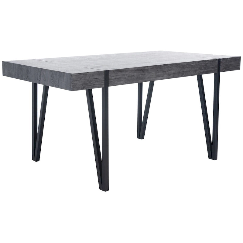 Table à manger industrielle rustique Mid-Century avec pieds en épingle – 150 cm de large, finition gris canyon