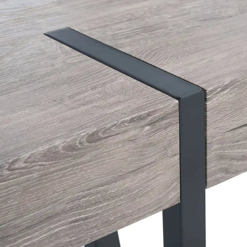 Table à manger industrielle rustique Mid-Century avec pieds en épingle – 150 cm de large, finition gris canyon