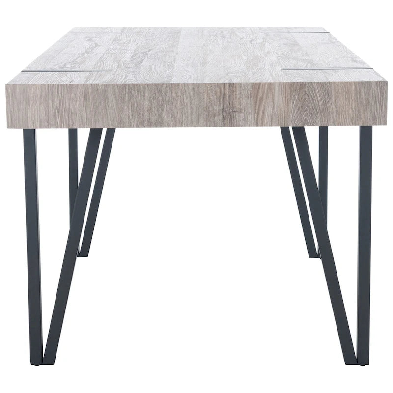 Table à manger industrielle rustique Mid-Century avec pieds en épingle – 150 cm de large, finition gris canyon
