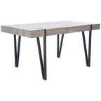 Table à manger industrielle rustique Mid-Century avec pieds en épingle – 150 cm de large, finition gris canyon