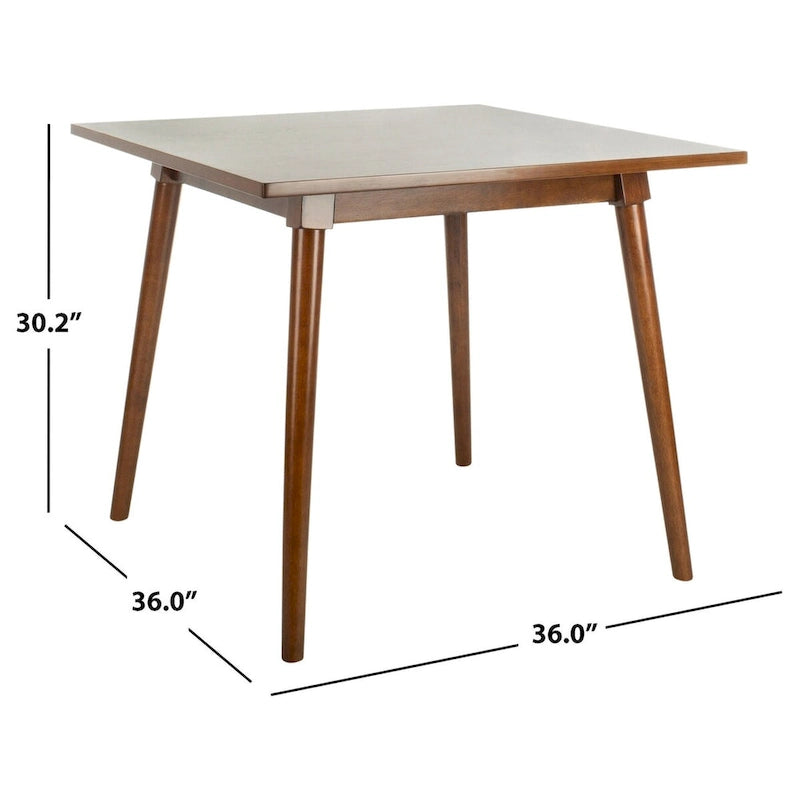 Table de salle à manger carrée contemporaine avec pieds de style vintage – 36 po
